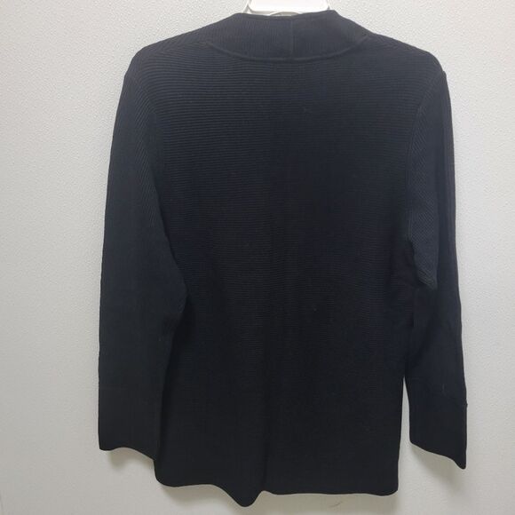 BELFORD Pima Cotton Black Ribbed Cardigan button front long sleeve NWT - Picture 4 of 5